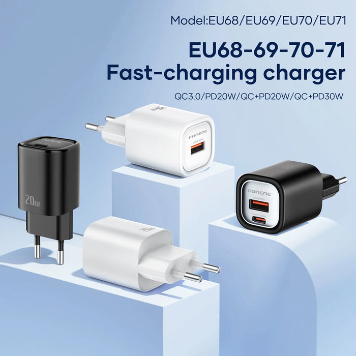 FONENG EU68 18W USB-A QC3.0 Fast Wall Charger
