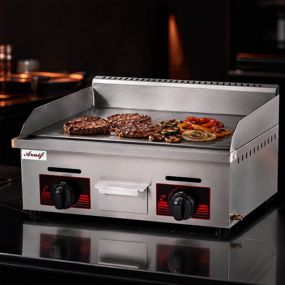 Aruif Commercial Flat Top Gas Griddle with Dual Controls