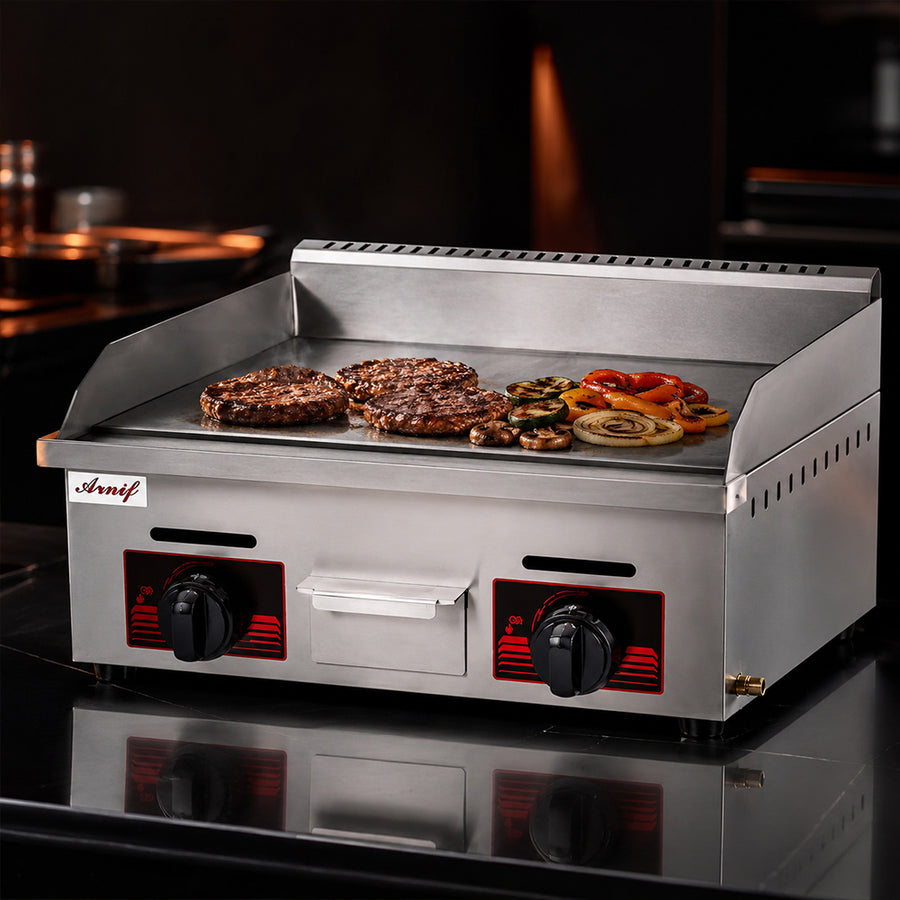 Aruif Commercial Flat Top Gas Griddle with Dual Controls
