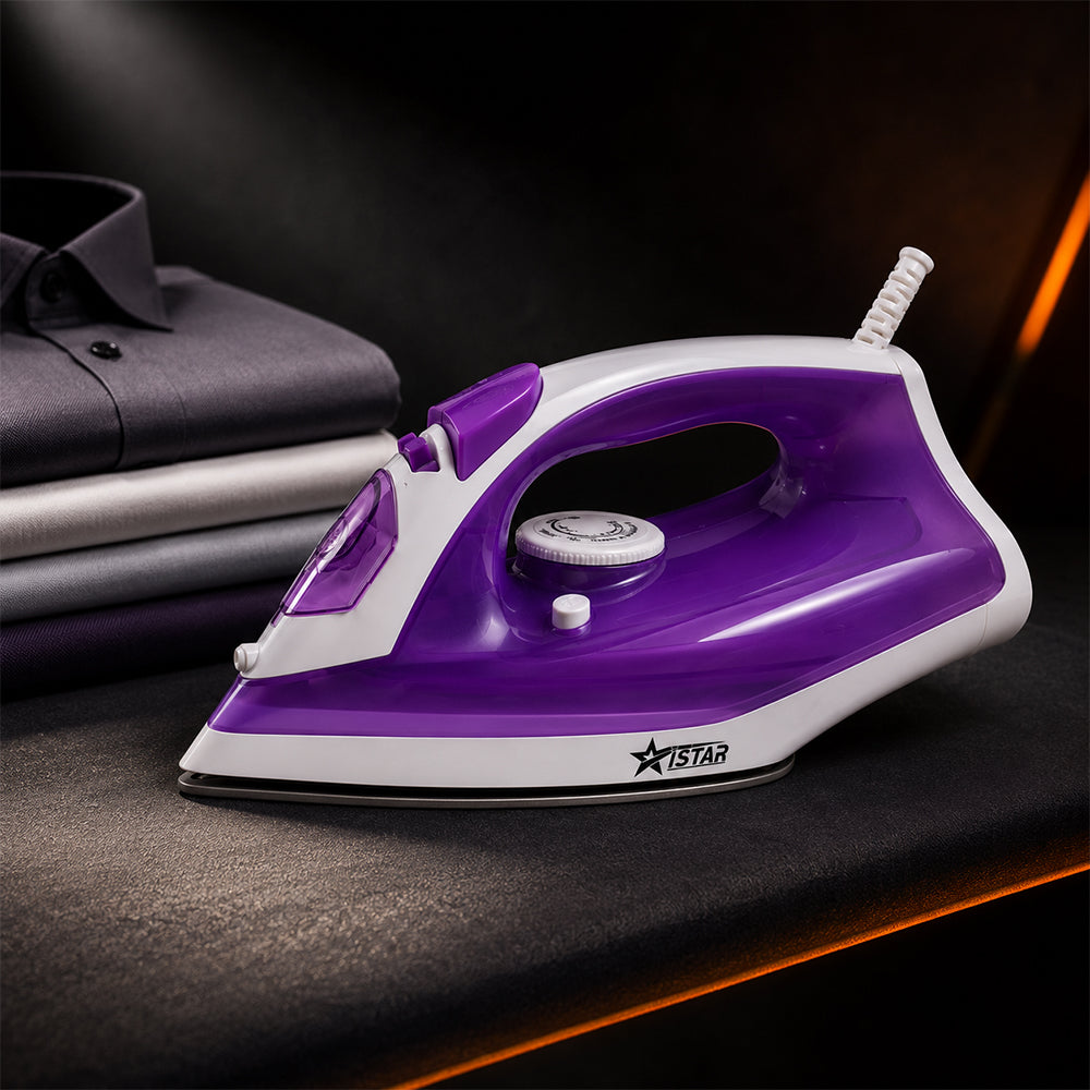iStar 2000W Steam Iron with Non-Stick Soleplate - Purple & White