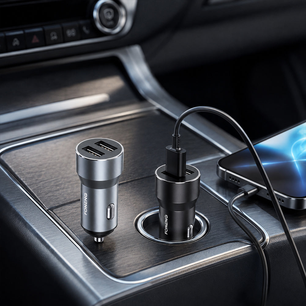 FONENG C08 Dual USB-A 2.4A Metal Car Charger