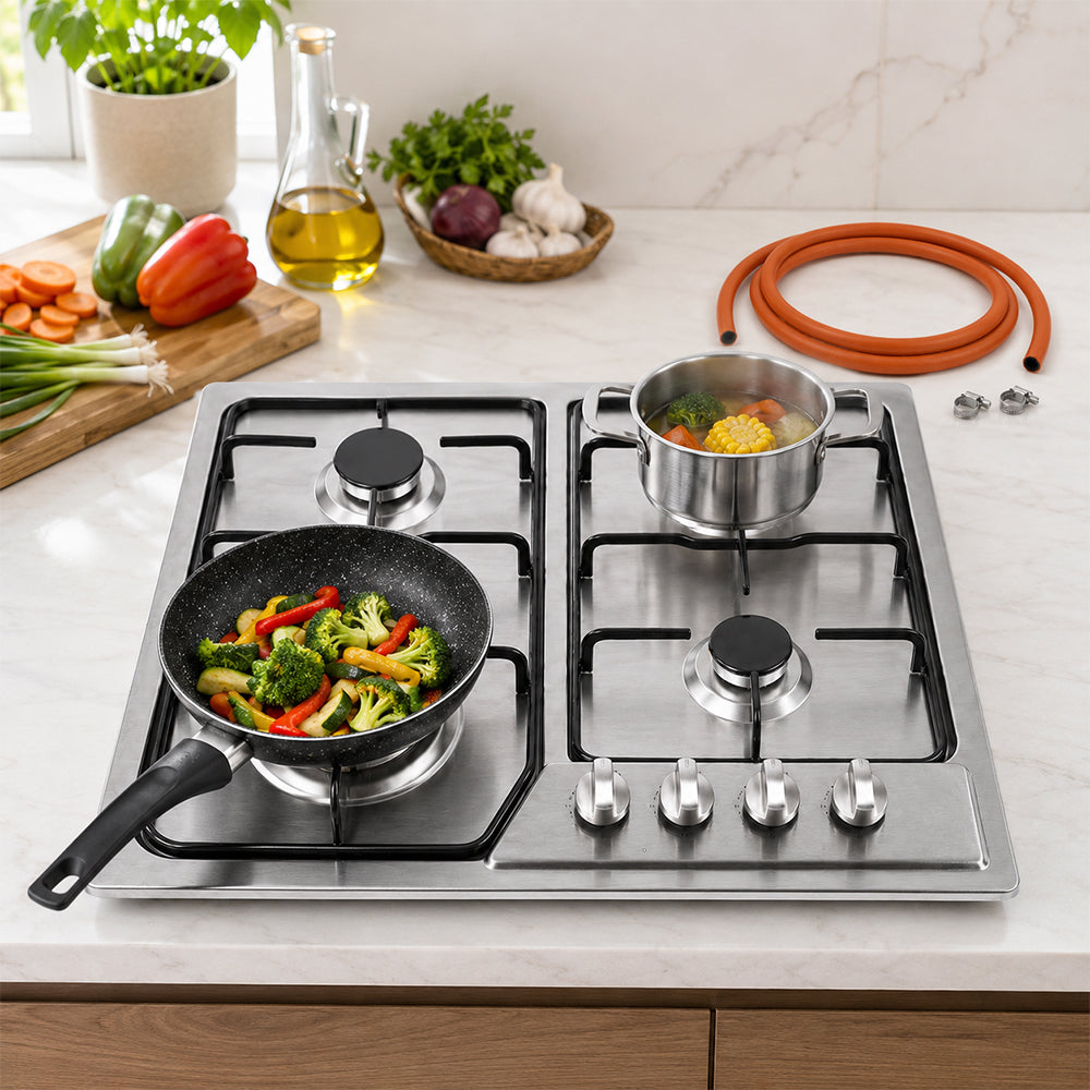 XMY 4-Burner Stainless Steel Built-In LPG Gas Hob