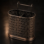 Decorative Steel Cutlery Holder with Handle - Bronze Kitchen Utensil Organizer