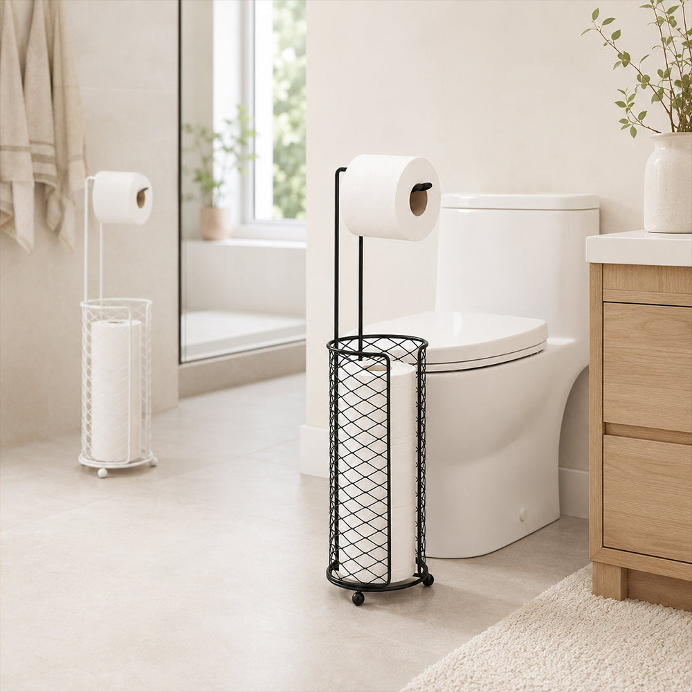 Freestanding Toilet Paper Holder with Storage Basket