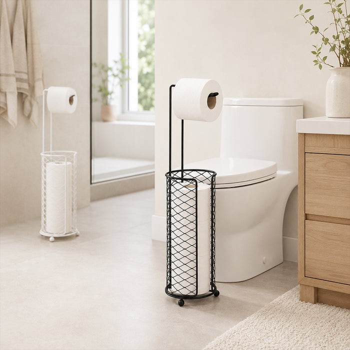 Freestanding Toilet Paper Holder with Storage Basket