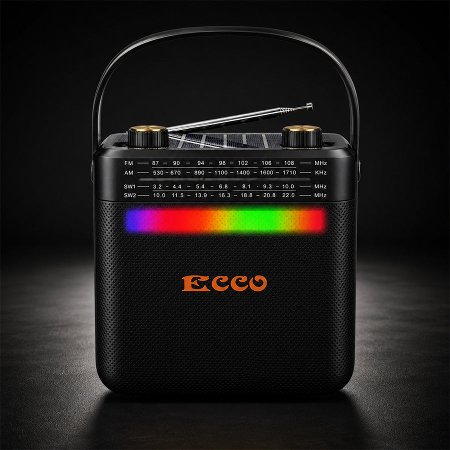 Solar Rechargeable Radio Bluetooth Speaker with Disco Light