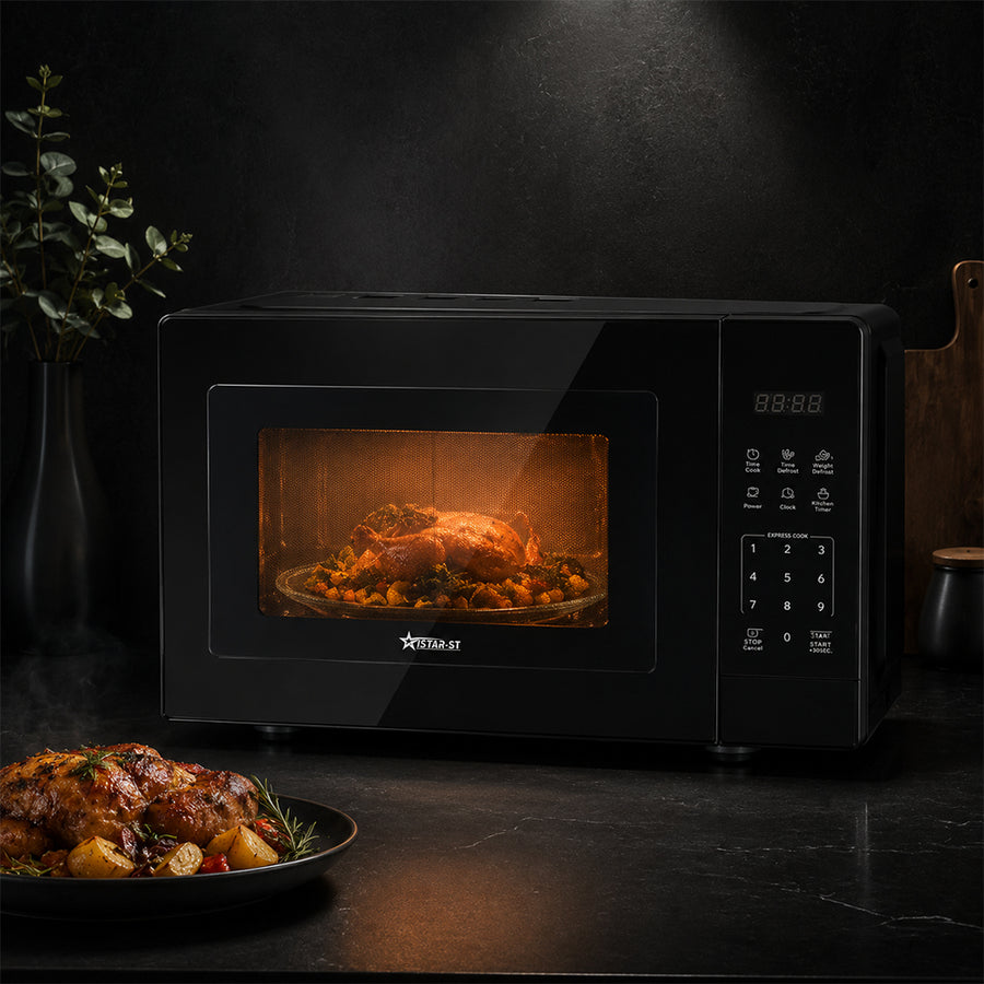 iStar-ST 20L Digital Microwave Oven 700W with Defrost Function - Black