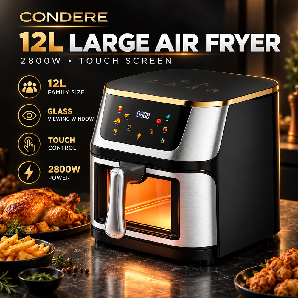 Condere 2800W Digital Air Fryer with Touchscreen - 12L
