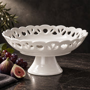 White Porcelain Pedestal Fruit Tray - 12 Inch