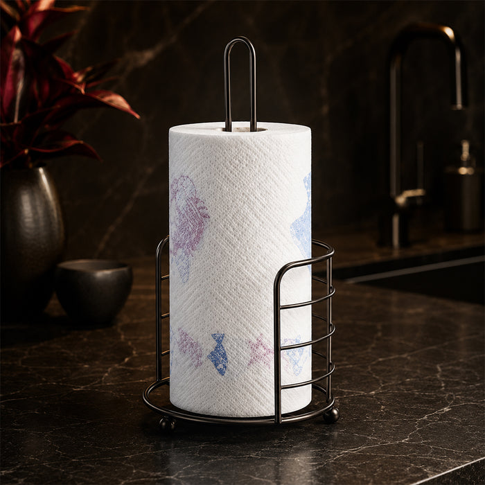 Black Countertop Paper Towel Holder with Freestanding Metal Stand