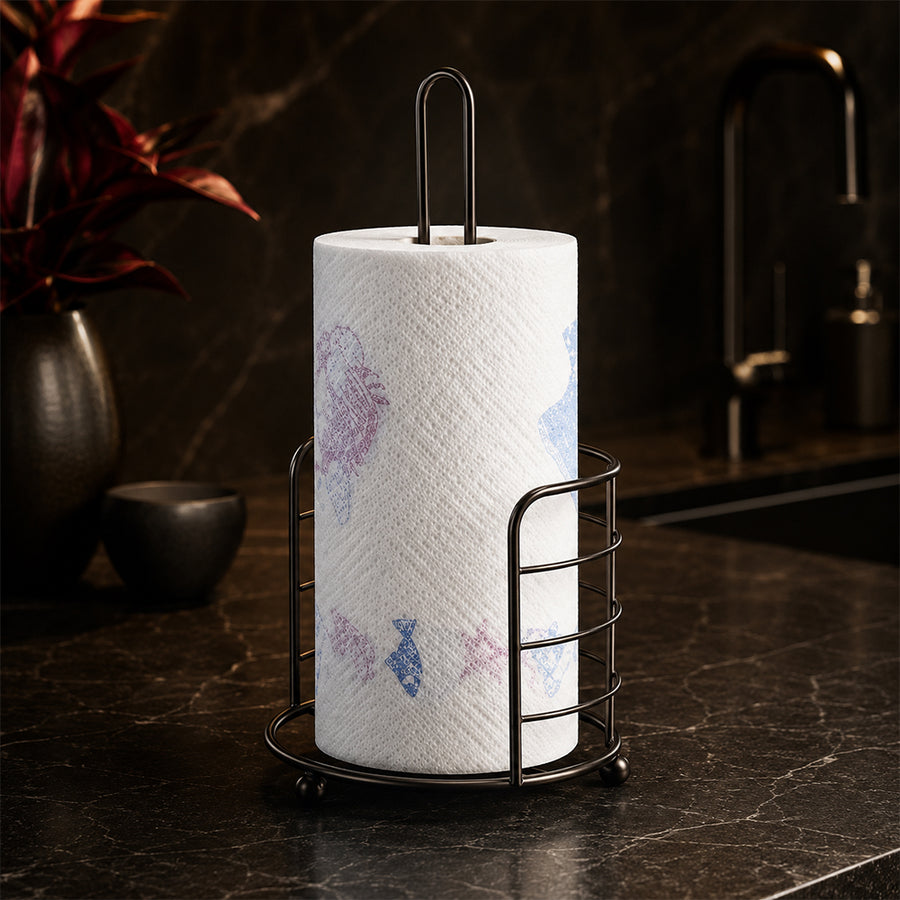 Black Countertop Paper Towel Holder with Freestanding Metal Stand