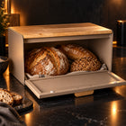 Stainless Steel Bread Bin with Wooden Lid 35.6cm