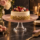 Smoky Rose Glass Pedestal Cake Stand - 28cm