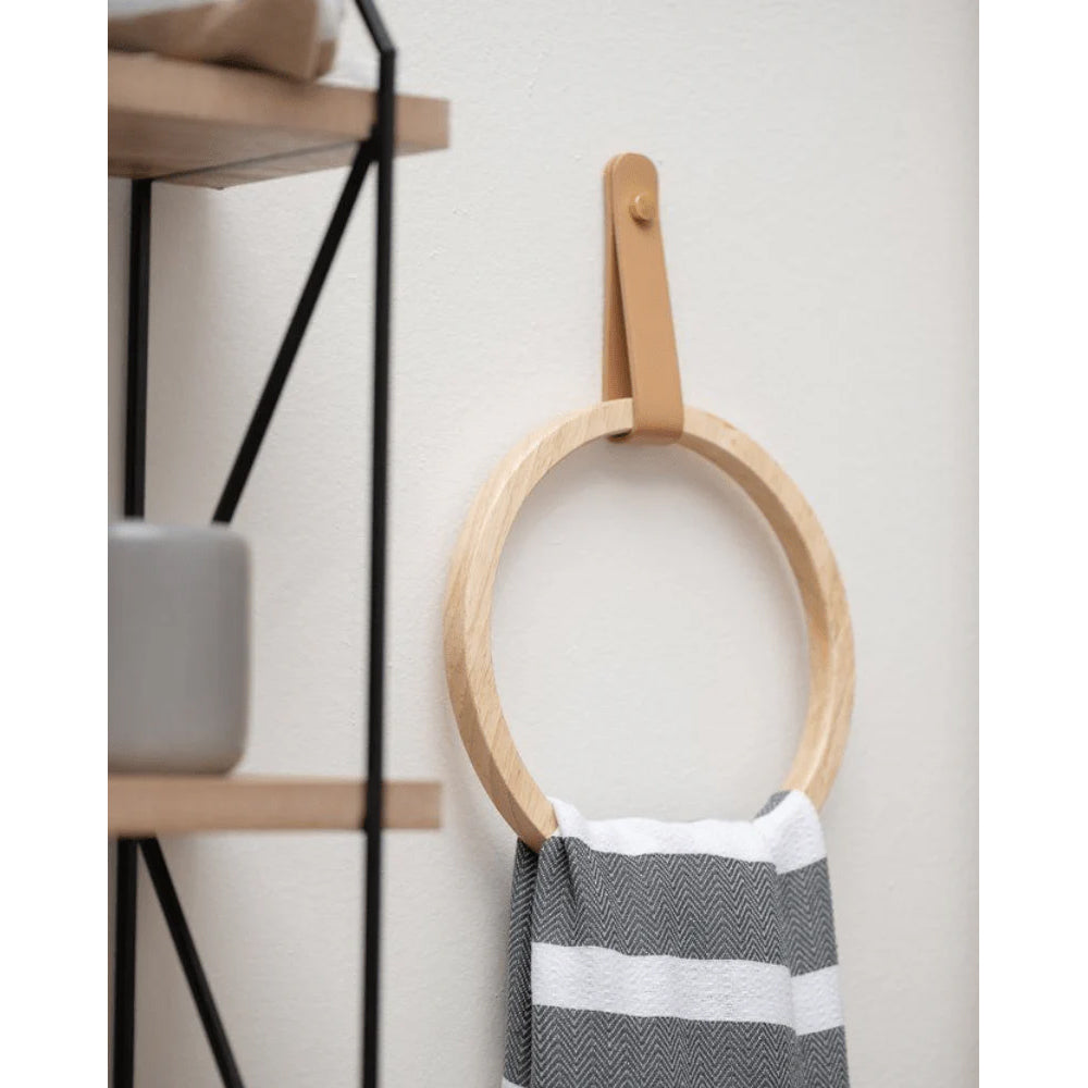 Bamboo Towel Holder – Self-Adhesive Circular Bathroom Rack