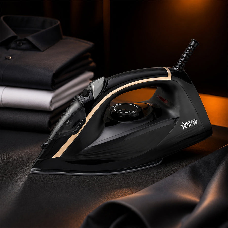 iStar 2200W Steam Iron with Ceramic Soleplate - Black & Gold