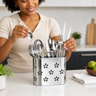 Stainless Steel Cutlery Holder with Drain Holes for Spoons, Forks & Chopsticks