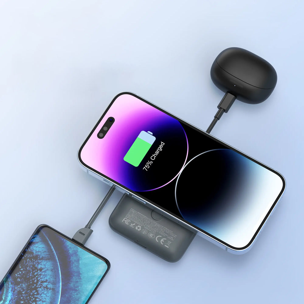 FONENG 10000mAh 22.5W Magnetic Wireless Power Bank with Built-In Cable & Stand
