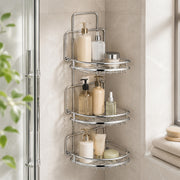 3-Tier Hanging Steel Bathroom Organizer Shower Caddy - Silver