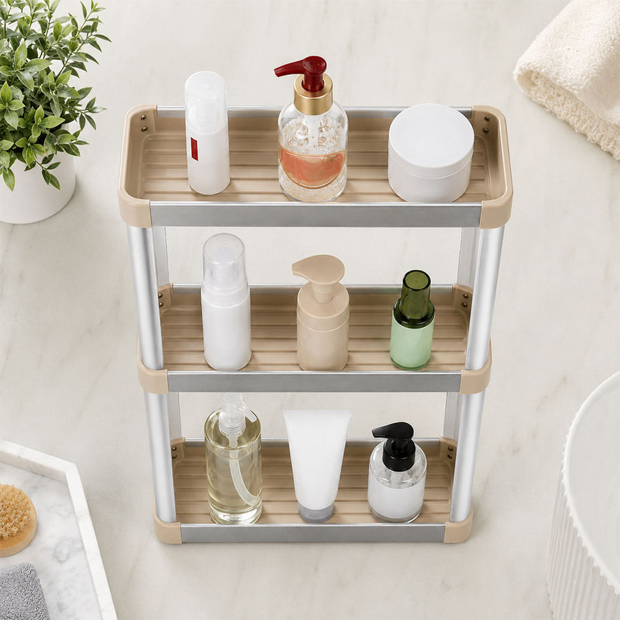 iStar Aluminium 3-Tier Rectangle Bathroom Storage Rack