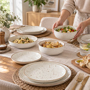 16-Piece Ivory Speckled Porcelain Dinnerware Set