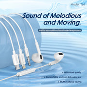 FONENG Half In-Ear Wired Earphones with Microphone – 3.5mm / Type-C / Lightning