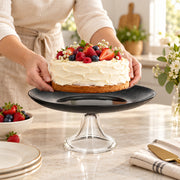 Black Glass Pedestal Cake Stand - 21.9cm