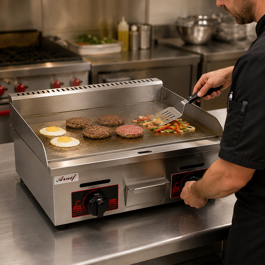 Aruif Commercial Flat Top Gas Griddle with Dual Controls