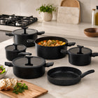 11-Piece Granite Cookware Set with Glass Lids and Cooking Utensils