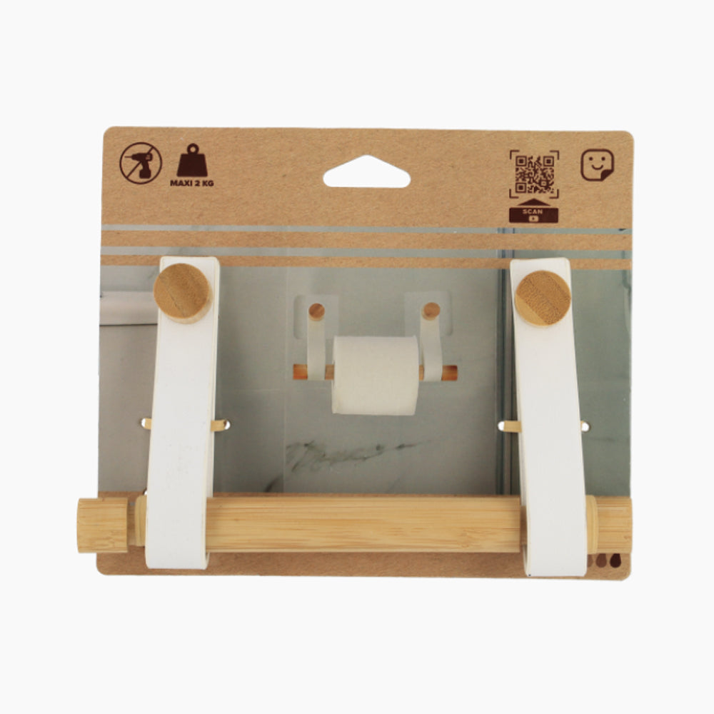 Bamboo & Faux Leather Toilet Paper Holder