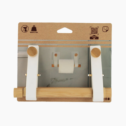 Bamboo & Faux Leather Toilet Paper Holder