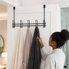 Over-the-Door Iron Hanger Rack with 4 Double Hooks - Black