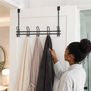 Over-the-Door Iron Hanger Rack with 4 Double Hooks - Black