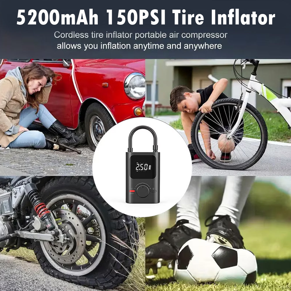 iStar Portable Rechargeable Car Air Compressor – 150 PSI with LED Light