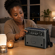 Solar Rechargeable Bluetooth Radio Speaker with LED Bulbs & USB Player