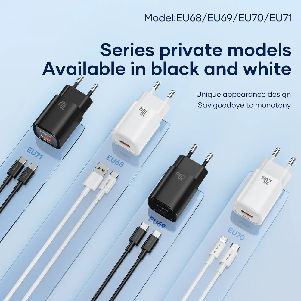 FONENG EU68 18W USB-A Fast Charger with Type-C Cable
