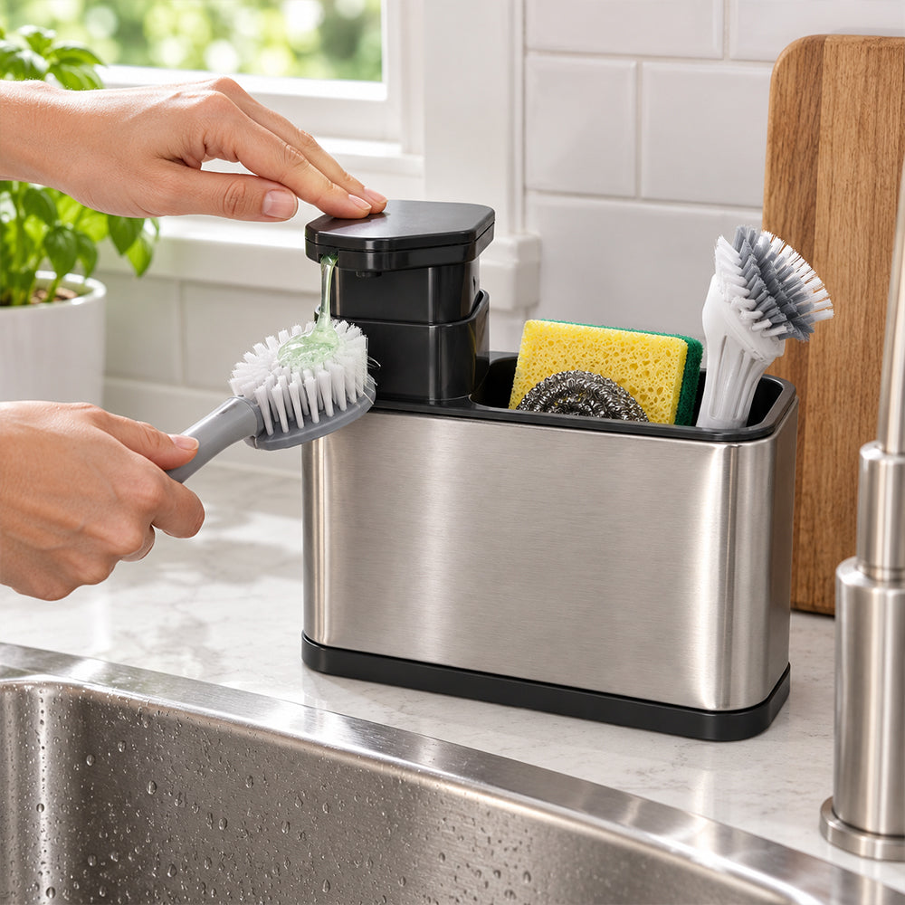 Kitchen Cleaning Storage Rack with Soap Pump - 320ml