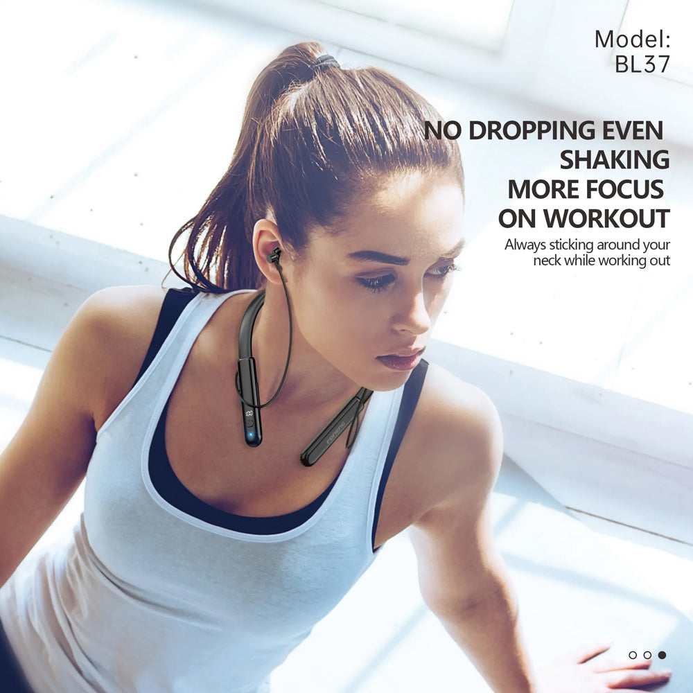 FONENG BL37 Digital Display Neckband Bluetooth Earphones