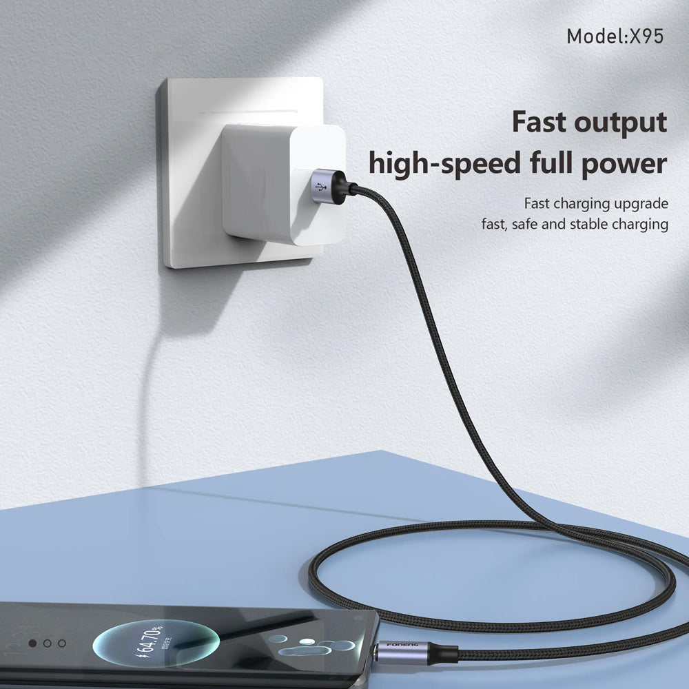 FONENG X95 1.2m 3A Metal Head Braided Charging Cable