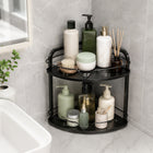 2-Tier Iron Corner Storage Rack Bathroom & Kitchen Organiser - Black