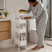 5-Tier Slim  Rolling Storage Trolley with Baskets for Bathroom & Kitchen