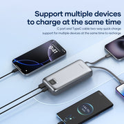 FONENG 20000mAh 22.5W Fast Charging Power Bank with 2 Built-In Cables