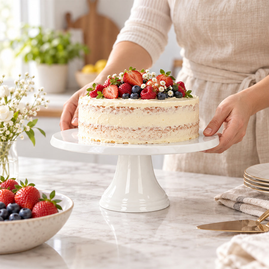 White Porcelain Cake Stand - 30.2cm