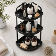 3-Tier Aluminium Corner Shower Bathroom Shelf - Black