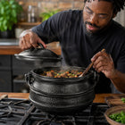 Condere Size 3 Black Cast Iron Cooking Pot with Lid - 7.8L