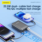 FONENG PX116 20000mAh 22.5W Power Bank with Built-In Cables