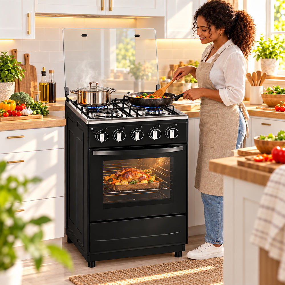 Safy 4-Burner Freestanding Gas Stove with Oven