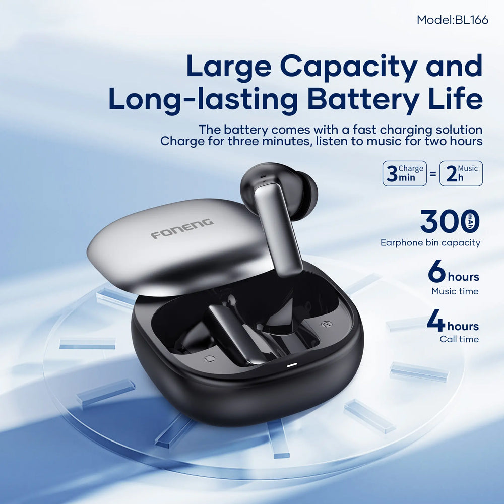 FONENG ANC & ENC Noise-Cancelling TWS Wireless Earbuds with Sliding-Lid Case