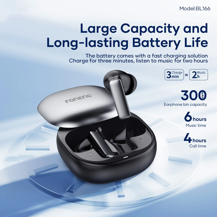 FONENG ANC & ENC Noise-Cancelling TWS Wireless Earbuds with Sliding-Lid Case
