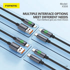 FONENG 1.2m Metal Head Green Light Braided Charging Cable