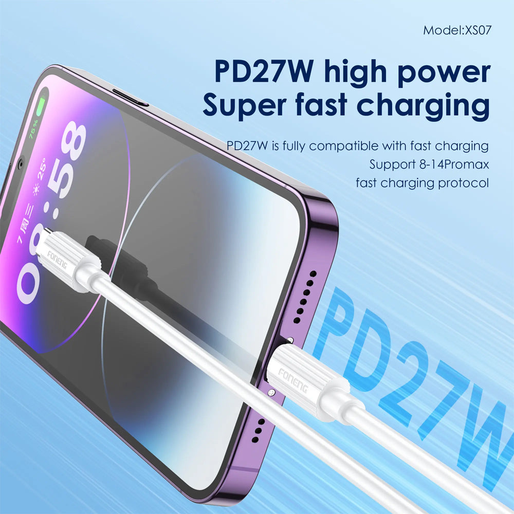 FONENG XS07 1.2m 60W Type-C to Type-C Fast Charging Cable